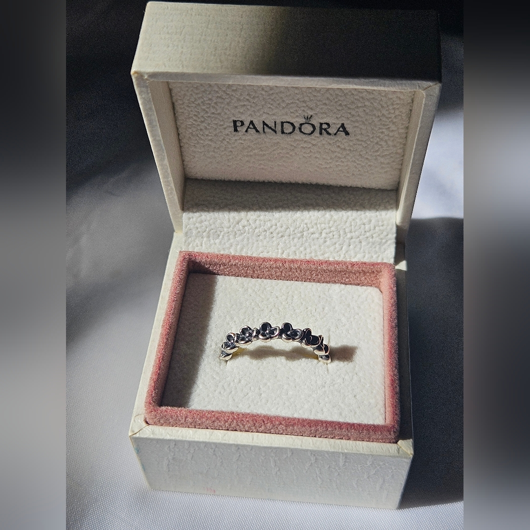 Pandora Retired Wanda's Garden Sterling Silver Floral Band Ring Size 6